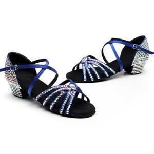 Latin dance shoes with rhinestones, size 12